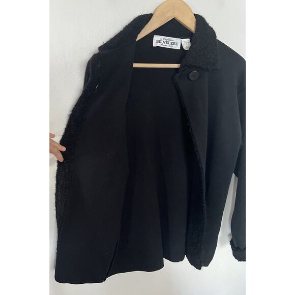 Maglificio Belvedere Black Merino Wool Mohair Blend One Button Cardigan Small - Picture 3 of 5